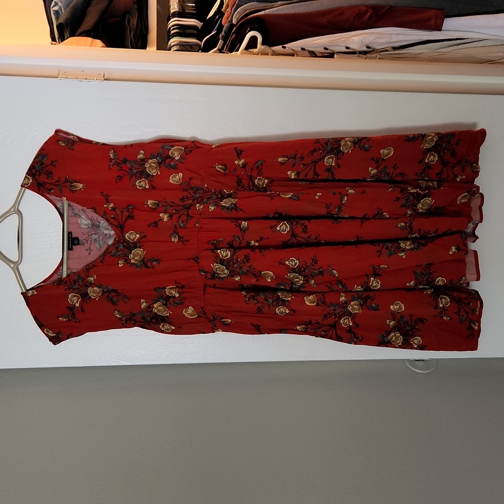 Red floral dress